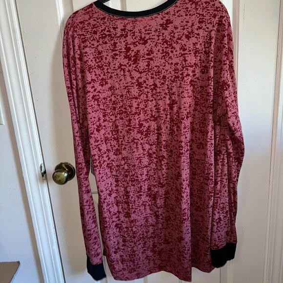 Vintage Long Sleeve Lularoe Shirt Pink Red Leopard Print Black Trim Women's XL - Picture 3 of 8